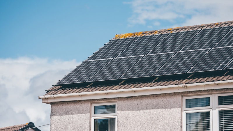 Solar panels on the roof of a house