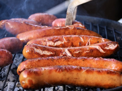 Sausages on a barbecue