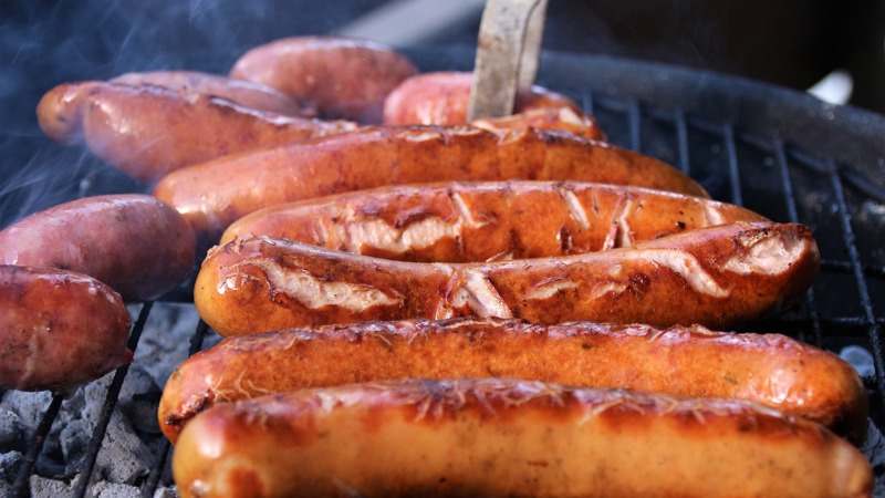Sausages on a barbecue