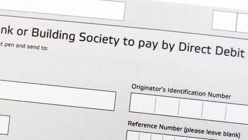 A blank direct debit form