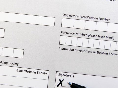 A blank direct debit form